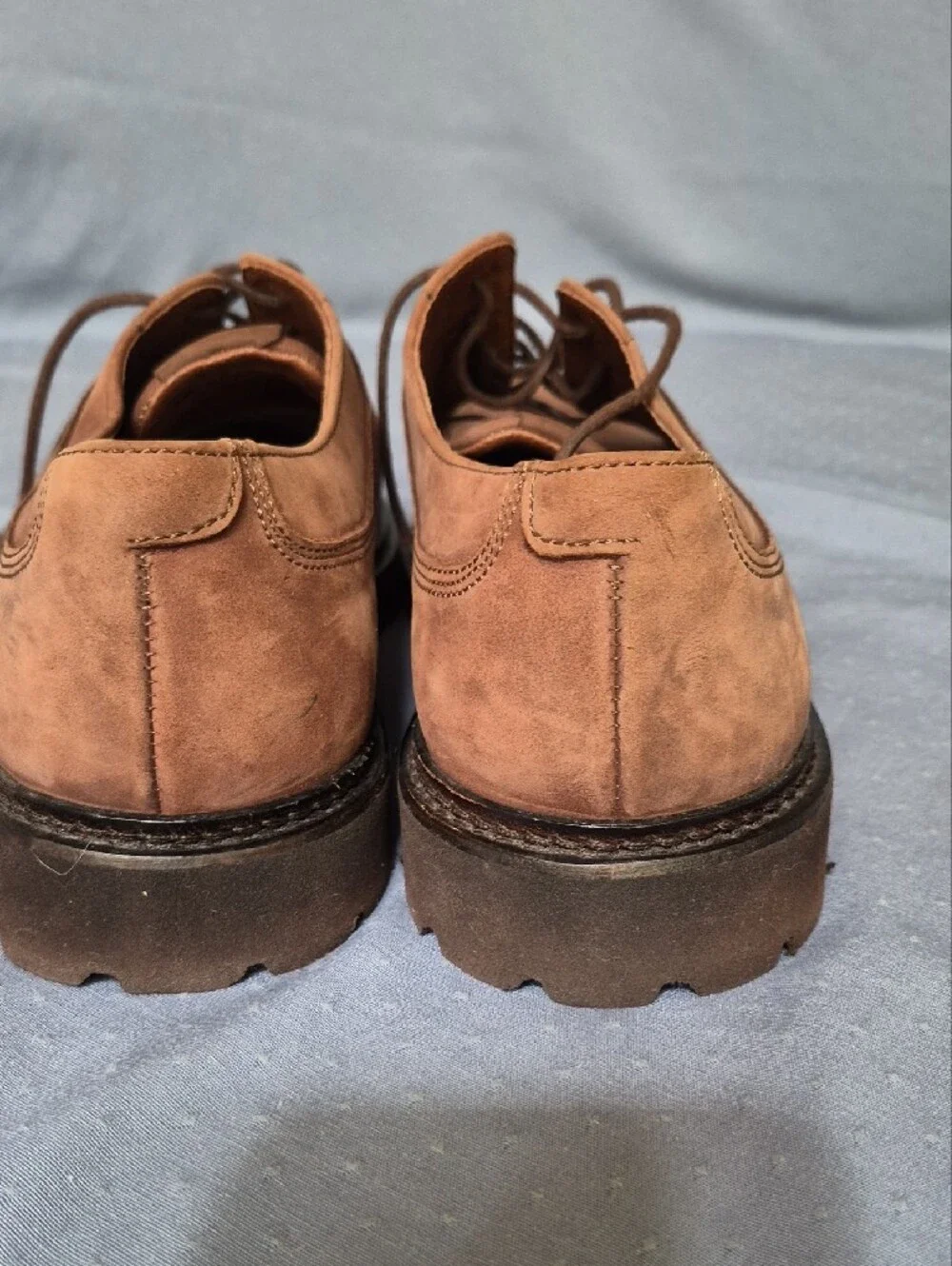 Sebago Extra Light Mens 10 Brown Suede Moc Toe Oxford Shoe Lug Sole Quiet Luxury